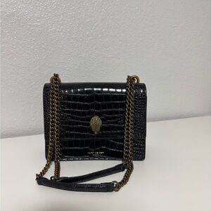 Kurt Geiger Black Croc-Embossed Chain Shoulder Bag